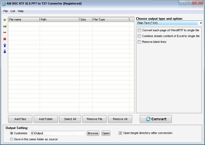 Ailt DOC RTF XLS PPT to TXT Converter software