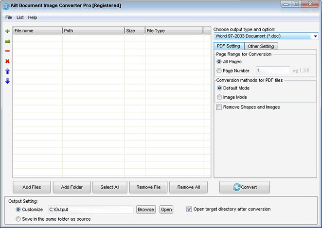 Click to view Ailt Document Image Converter Pro 5.5 screenshot