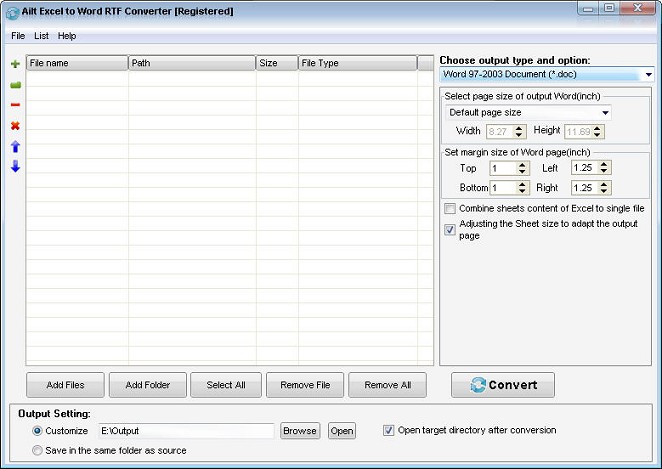 Click to view Ailt Excel to Word RTF Converter 5.5 screenshot