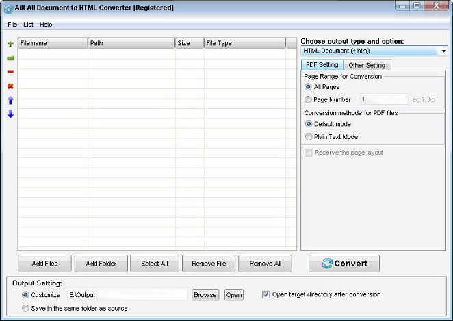 Ailt All Document to HTML Converter — Windows application screenshot