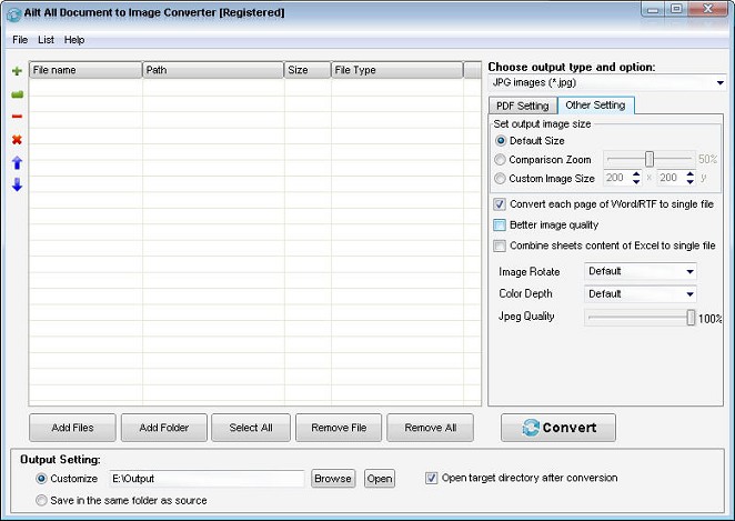 Ailt All Document to Image Converter — Windows application screenshot