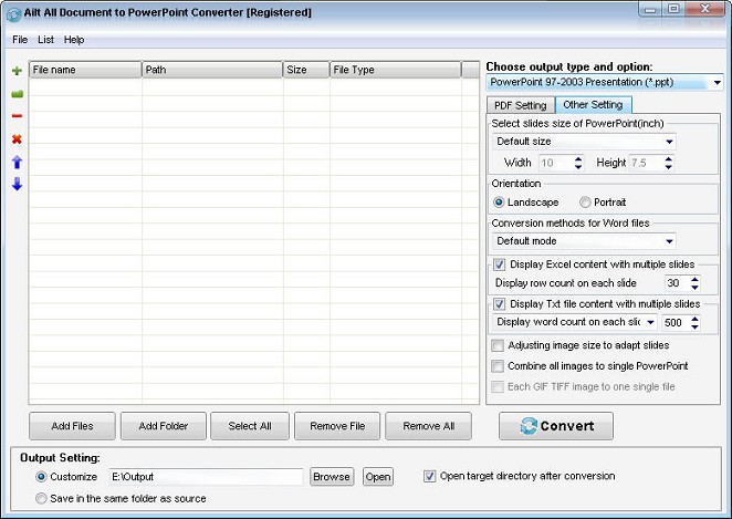Ailt All Document to PowerPoint Converter — Windows application screenshot