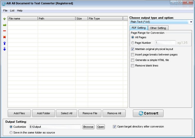 Ailt All Document to Text Converter — Windows application screenshot