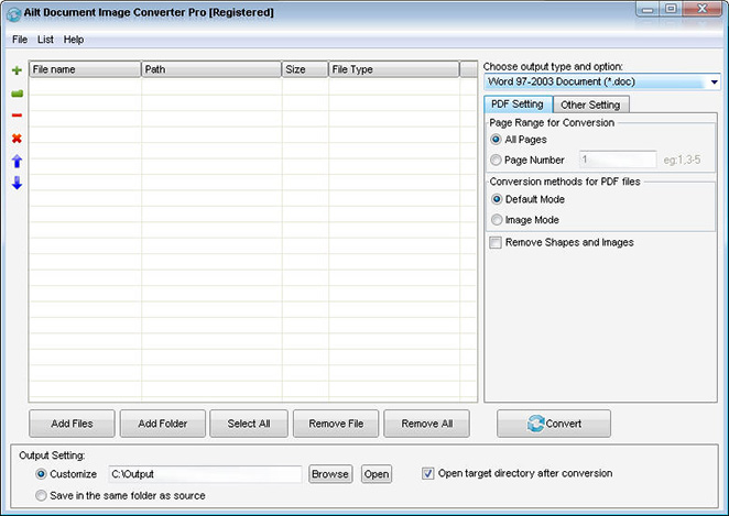 Ailt Document Image Converter Pro — Windows application screenshot