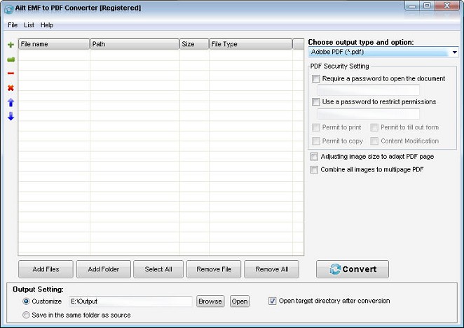 Ailt EMF to PDF Converter — Windows application screenshot