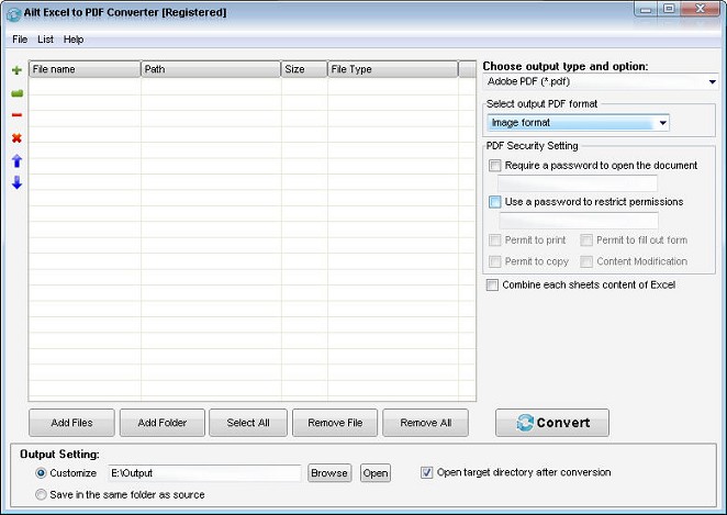 Ailt Excel to PDF Converter — Windows application screenshot