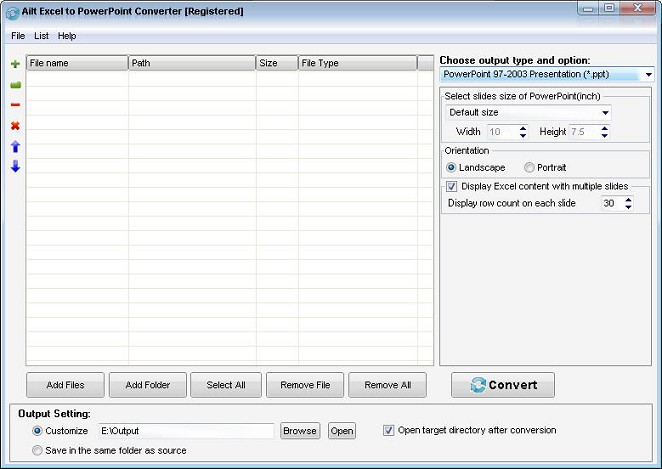 Ailt Excel to PowerPoint Converter — Windows application screenshot