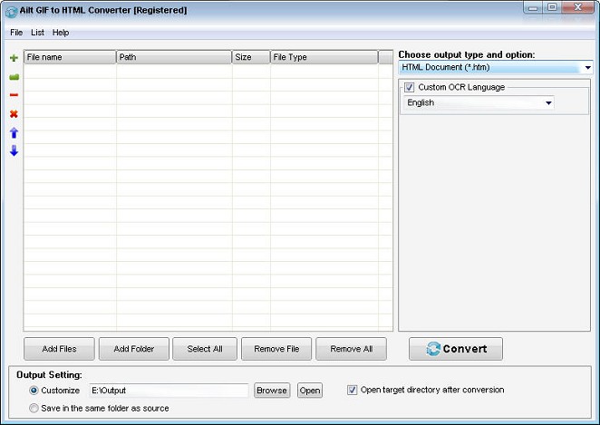 Ailt GIF to HTML Converter — Windows application screenshot