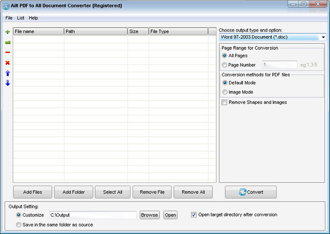 Ailt PDF to All Document Converter — Windows application screenshot