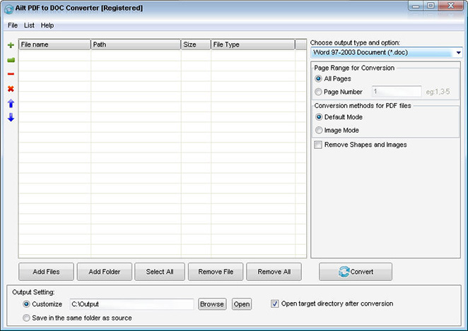 Ailt PDF to DOC Converter — Windows application screenshot