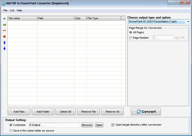 Ailt PDF to PowerPoint Converter — Windows application screenshot