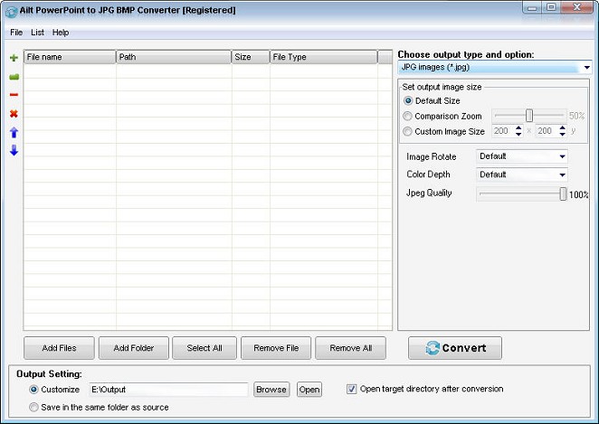 Ailt PowerPoint to JPG BMP Converter — Windows application screenshot