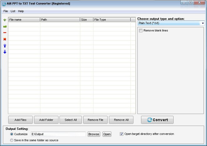 Ailt PPT to TXT Text Converter — Windows application screenshot