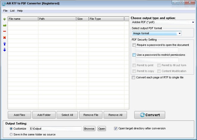 Ailt RTF to PDF Converter — Windows application screenshot