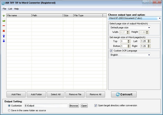 Ailt TIFF TIF to Word Converter — Windows application screenshot