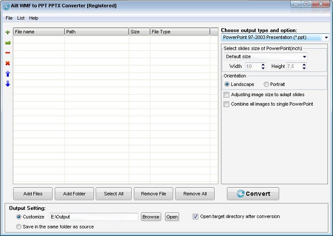 Ailt WMF to PPT PPTX Converter — Windows application screenshot